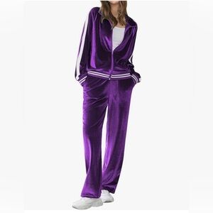 NWT Ekouaer Sweatsuit Set Velour 2 Piece Tracksuit Outfit